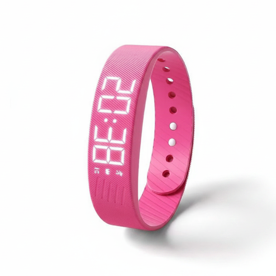 Bracelet réveil vibrant rose, réveil silencieux par vibration